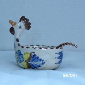 CAT Mexican Pottery Rooster Salso Guacamole Bowl with Ladle Spoon 3668